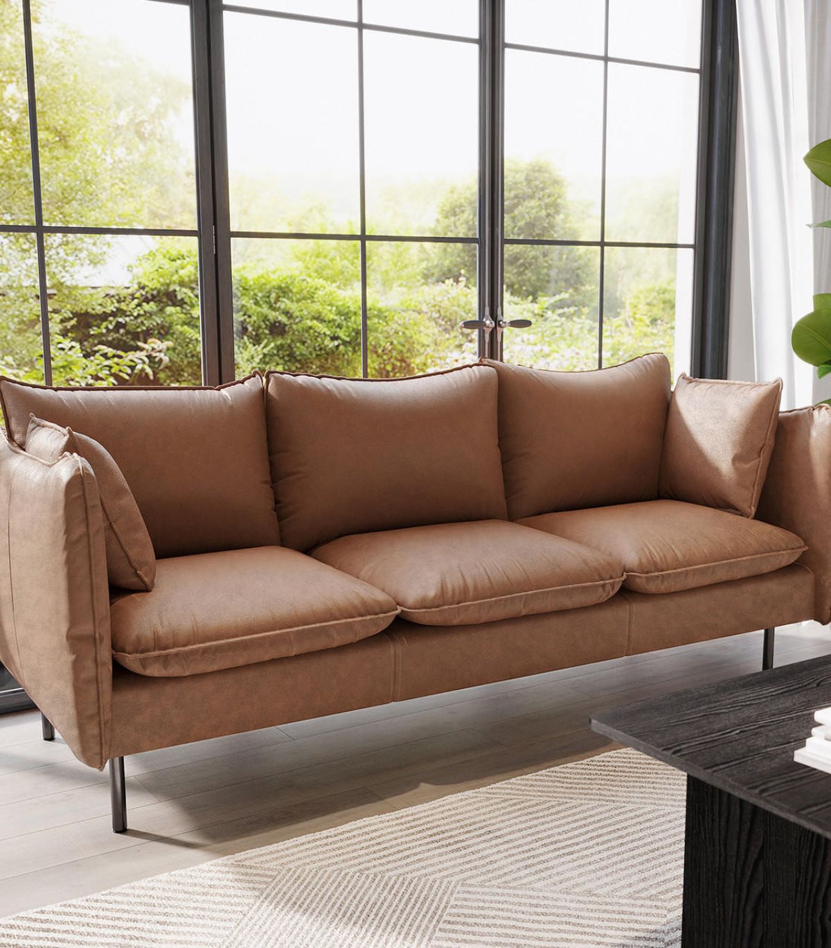 Leather Sofa with Iron Frame